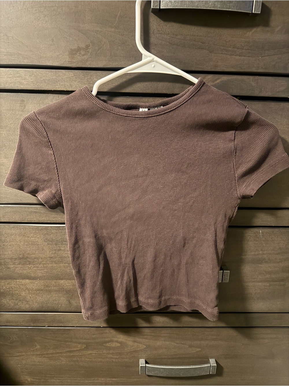 H&M Ribbed Short Sleeve Top - Brown